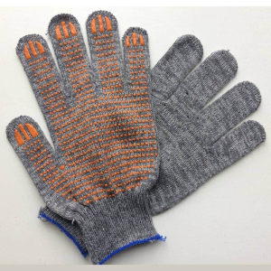 Перчатки х/б с ПВХ (точка) 5-ти нитка графит